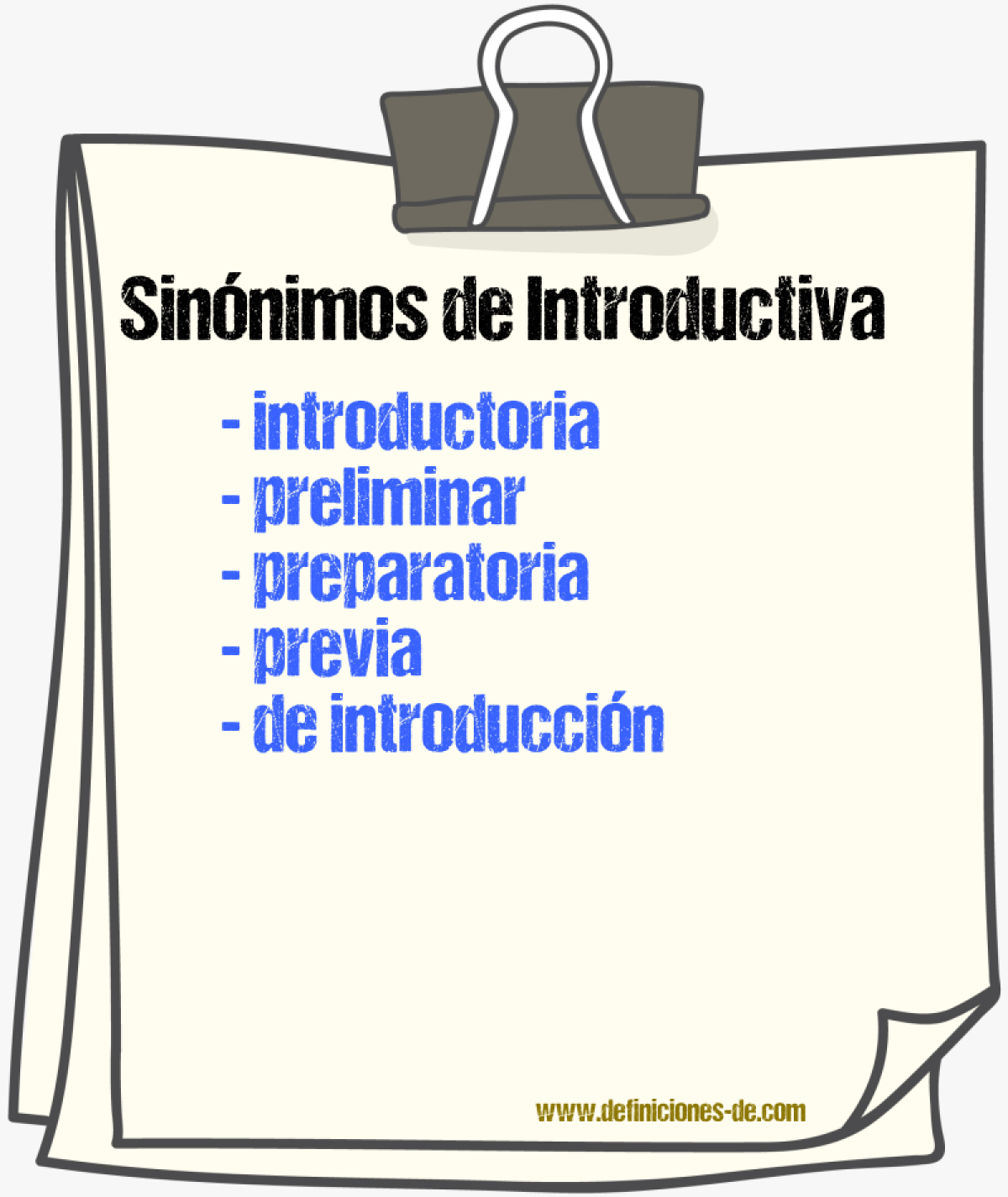 Sinónimos de introductiva