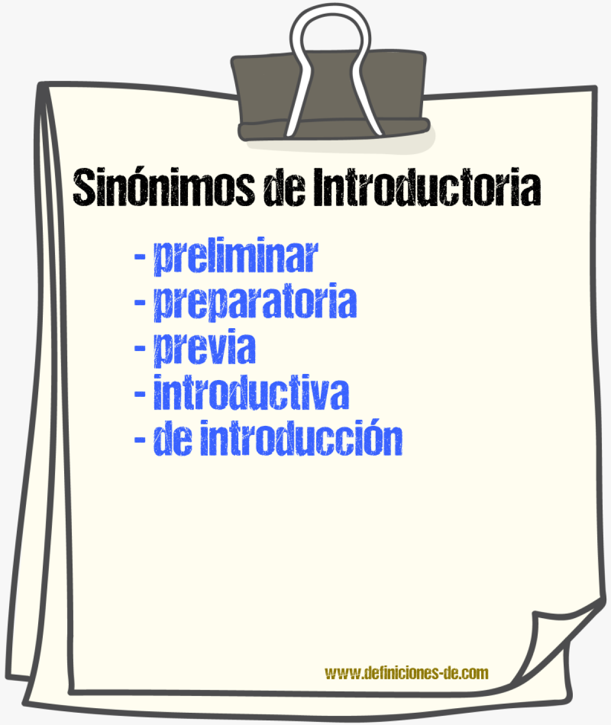 Sinónimos de introductoria