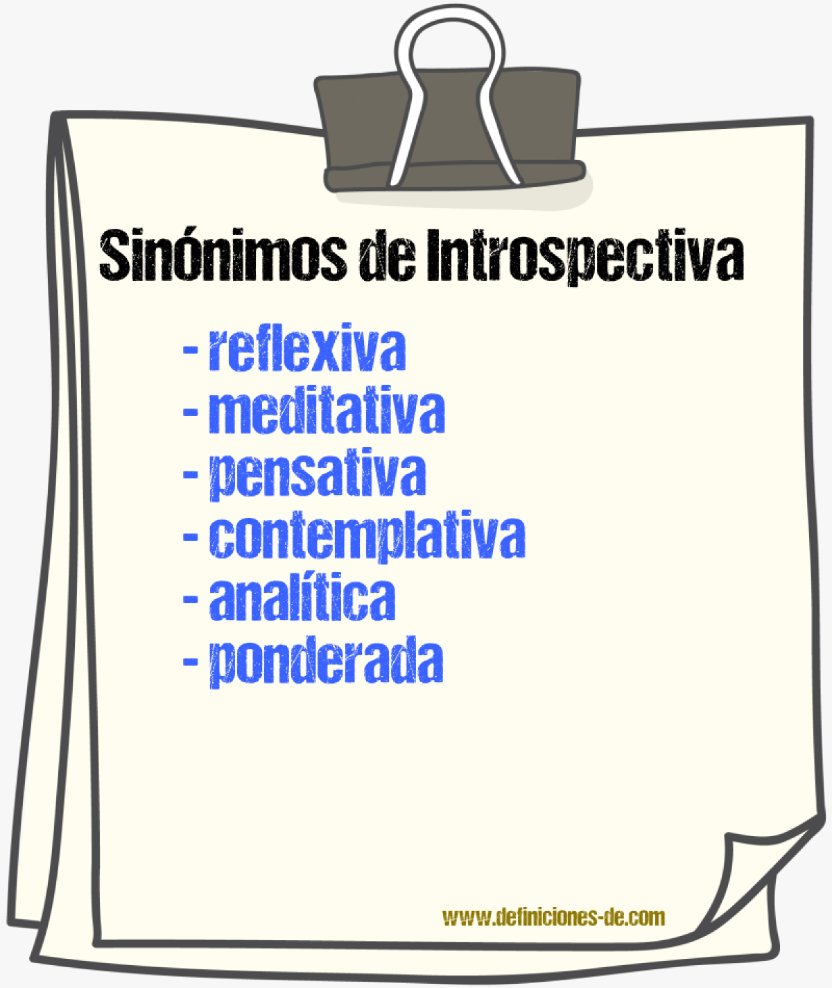 Sinónimos de introspectiva