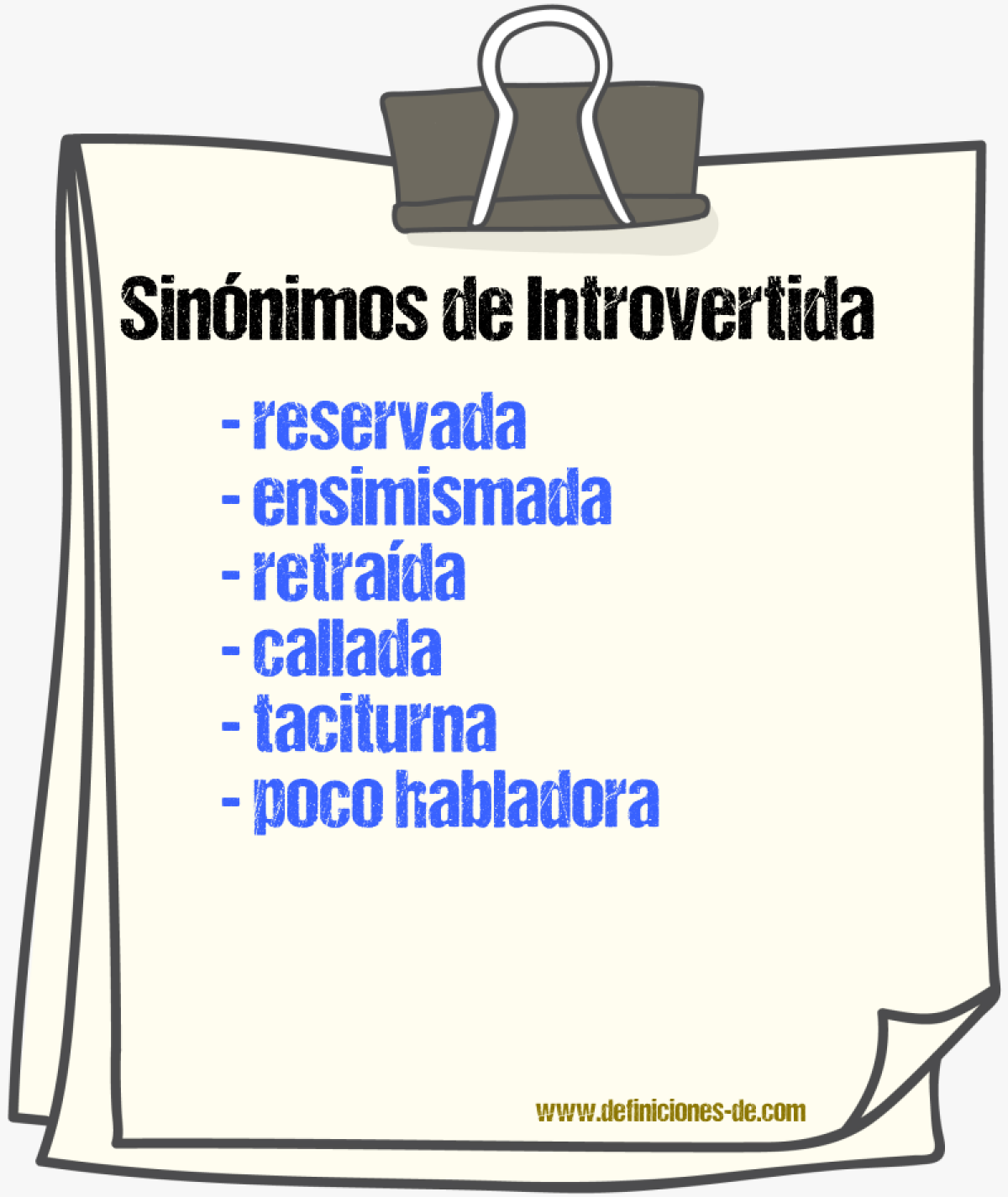 Sinónimos de introvertida