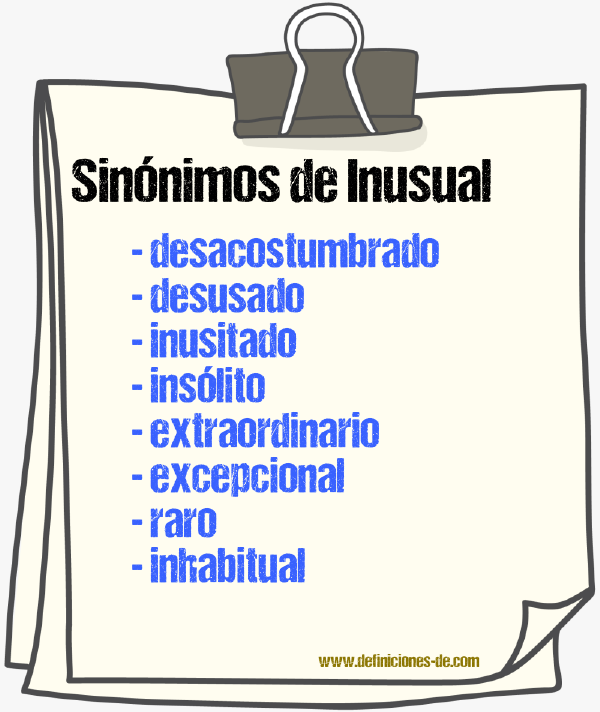 Sinnimos de inusual