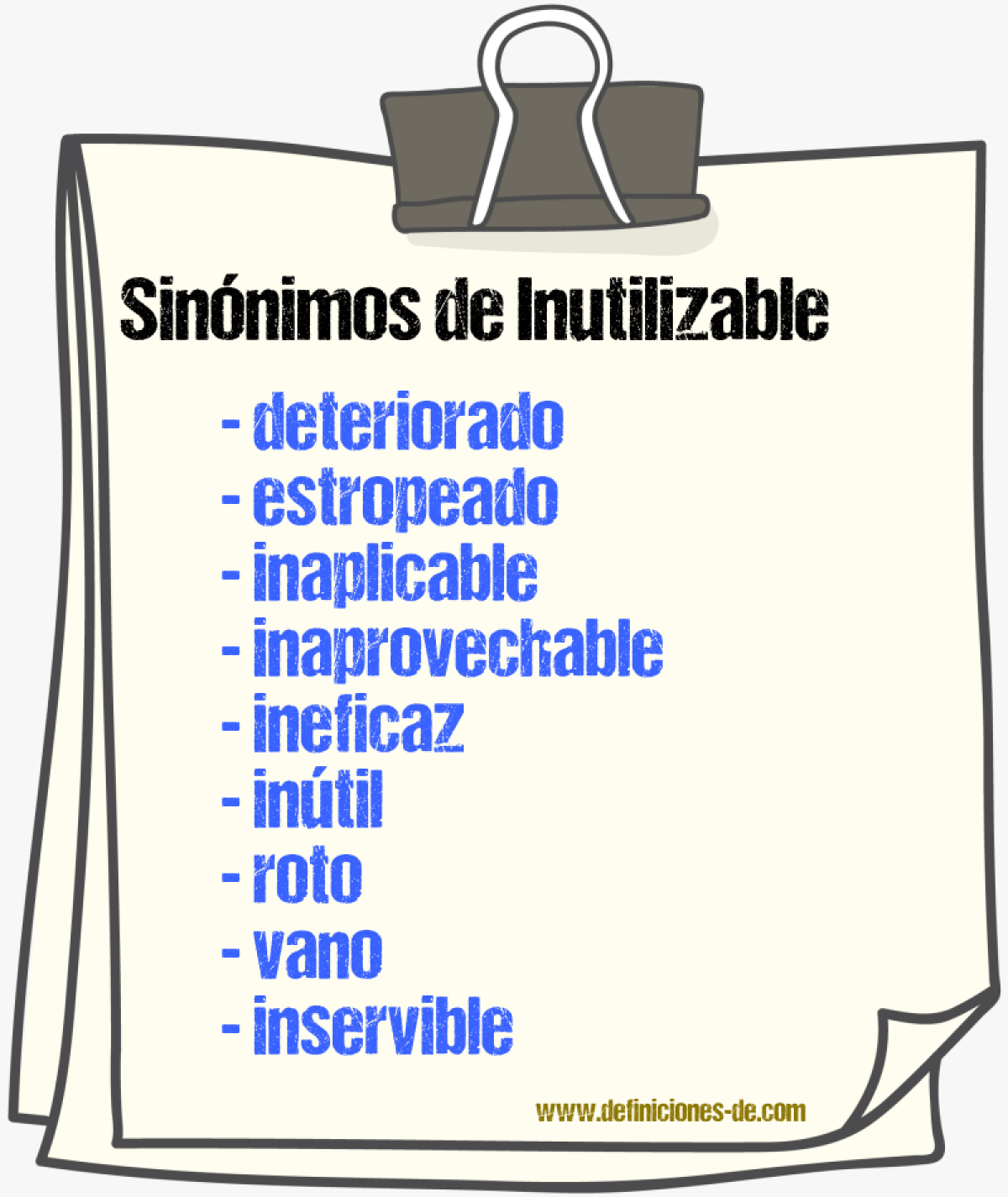 Sinnimos de inutilizable