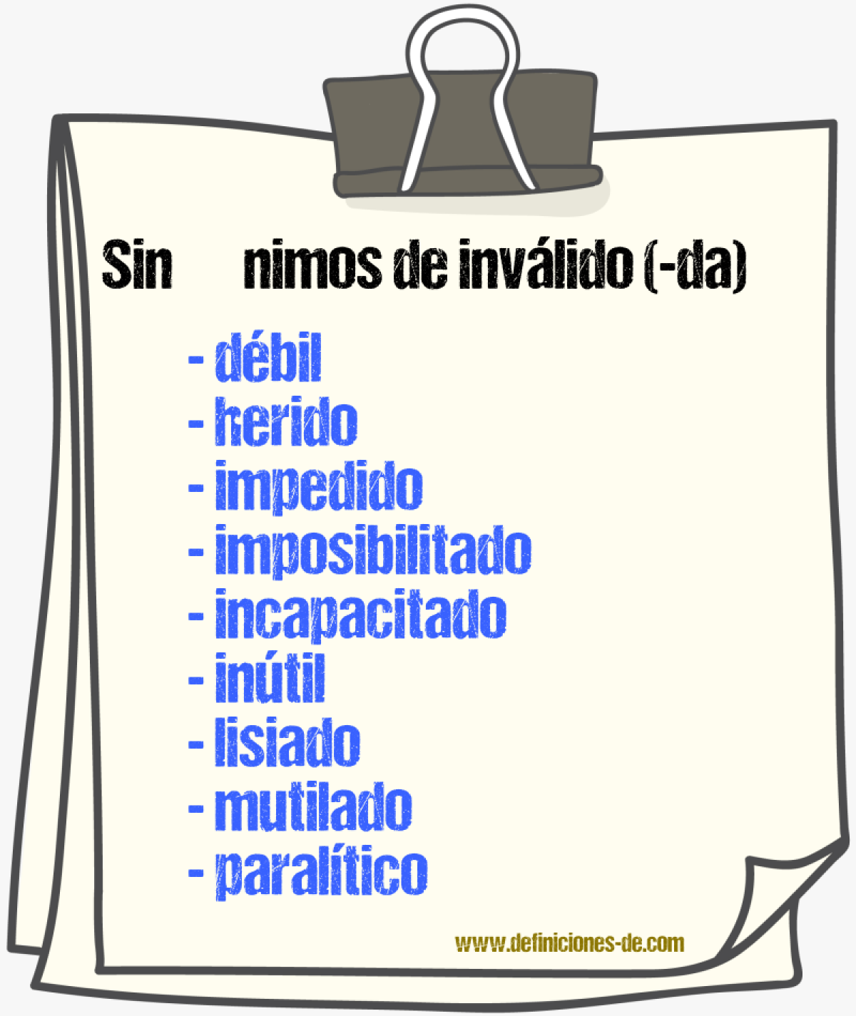 Sinnimos de invlido