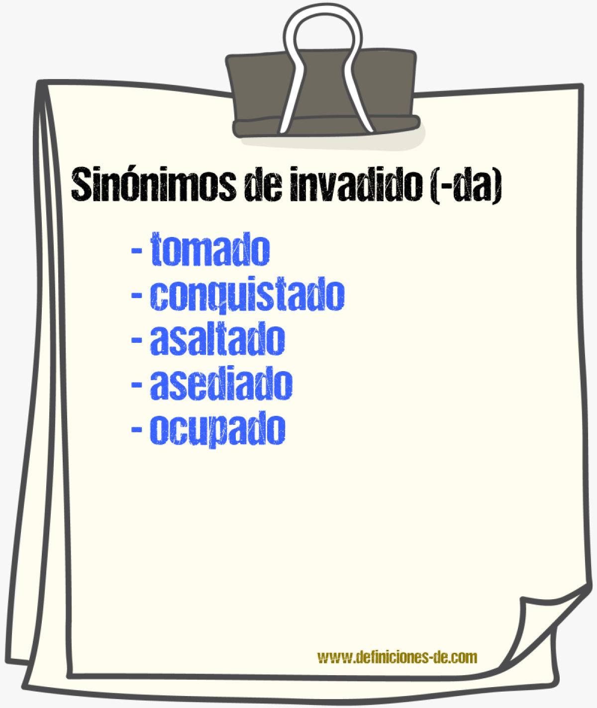 Sinnimos de invadido