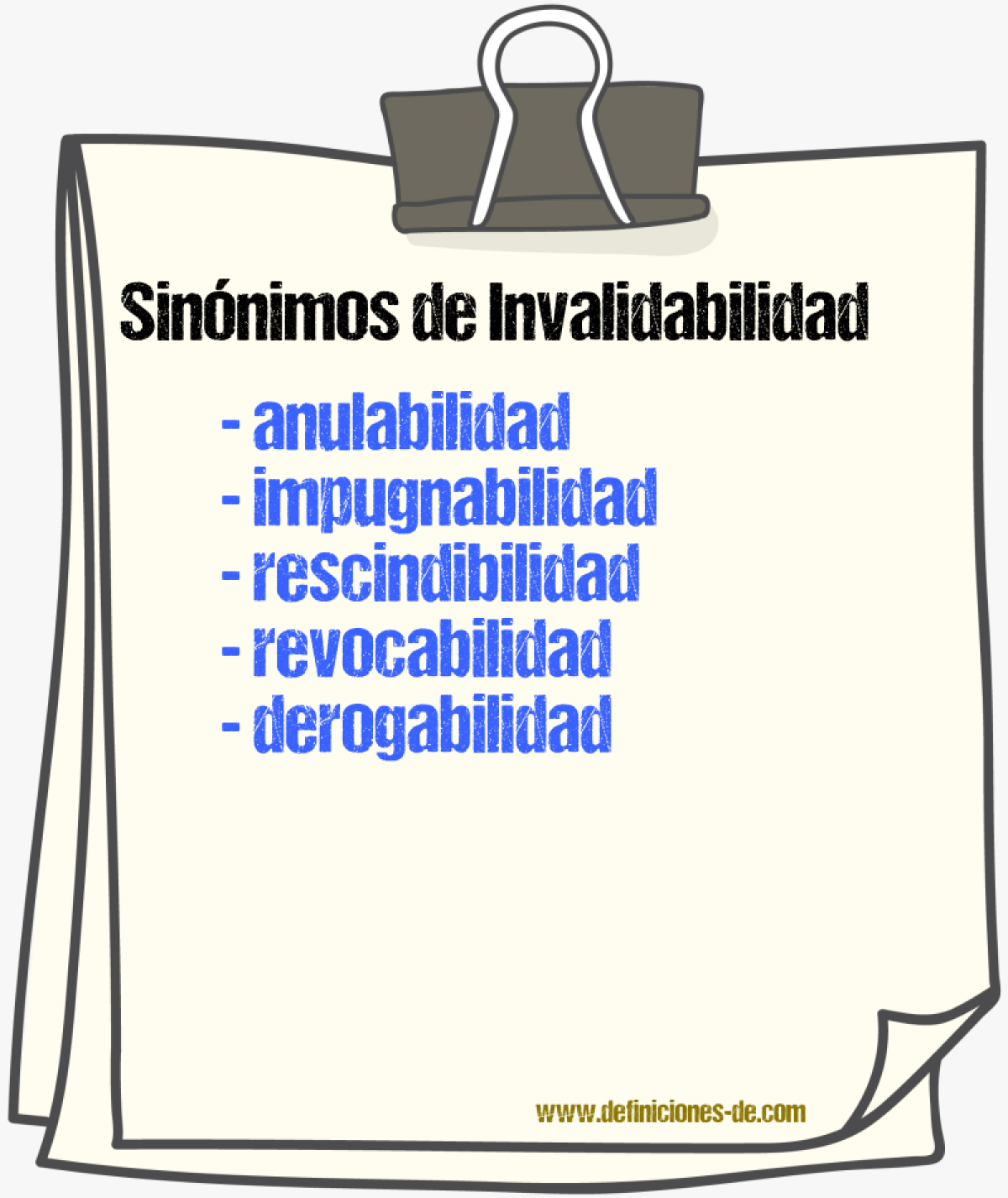 Sinónimos de invalidabilidad