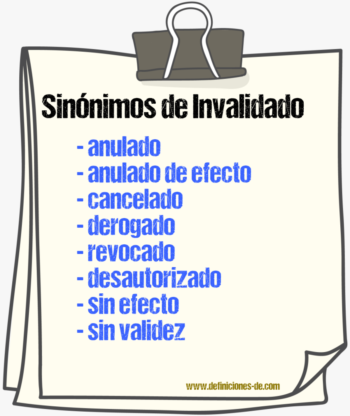 Sinónimos de invalidado