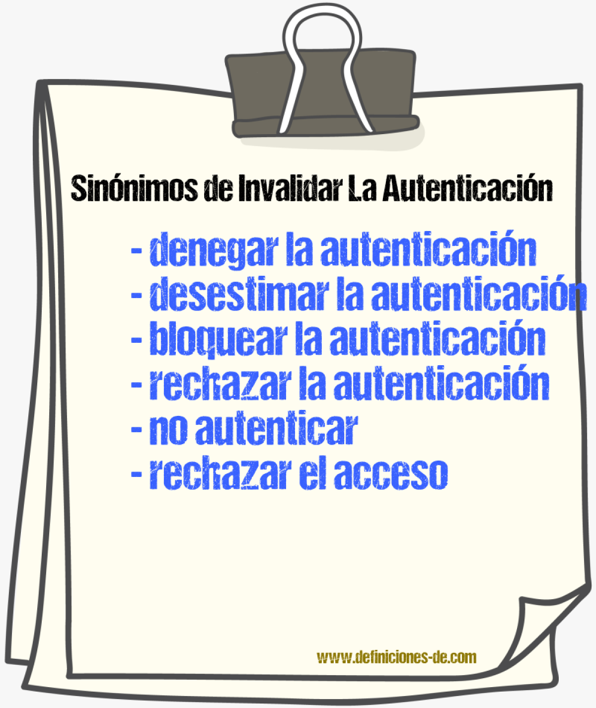 Sinónimos de invalidar la autenticación