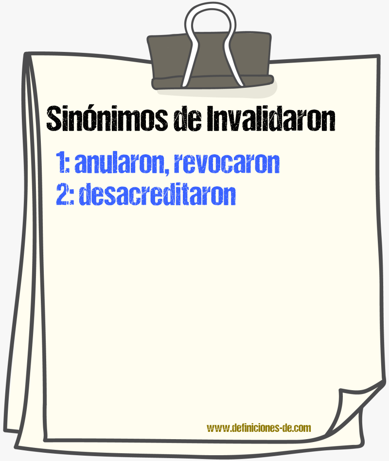 Sinónimos de invalidaron