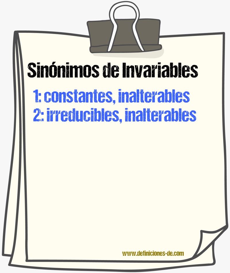 Sinónimos de invariables