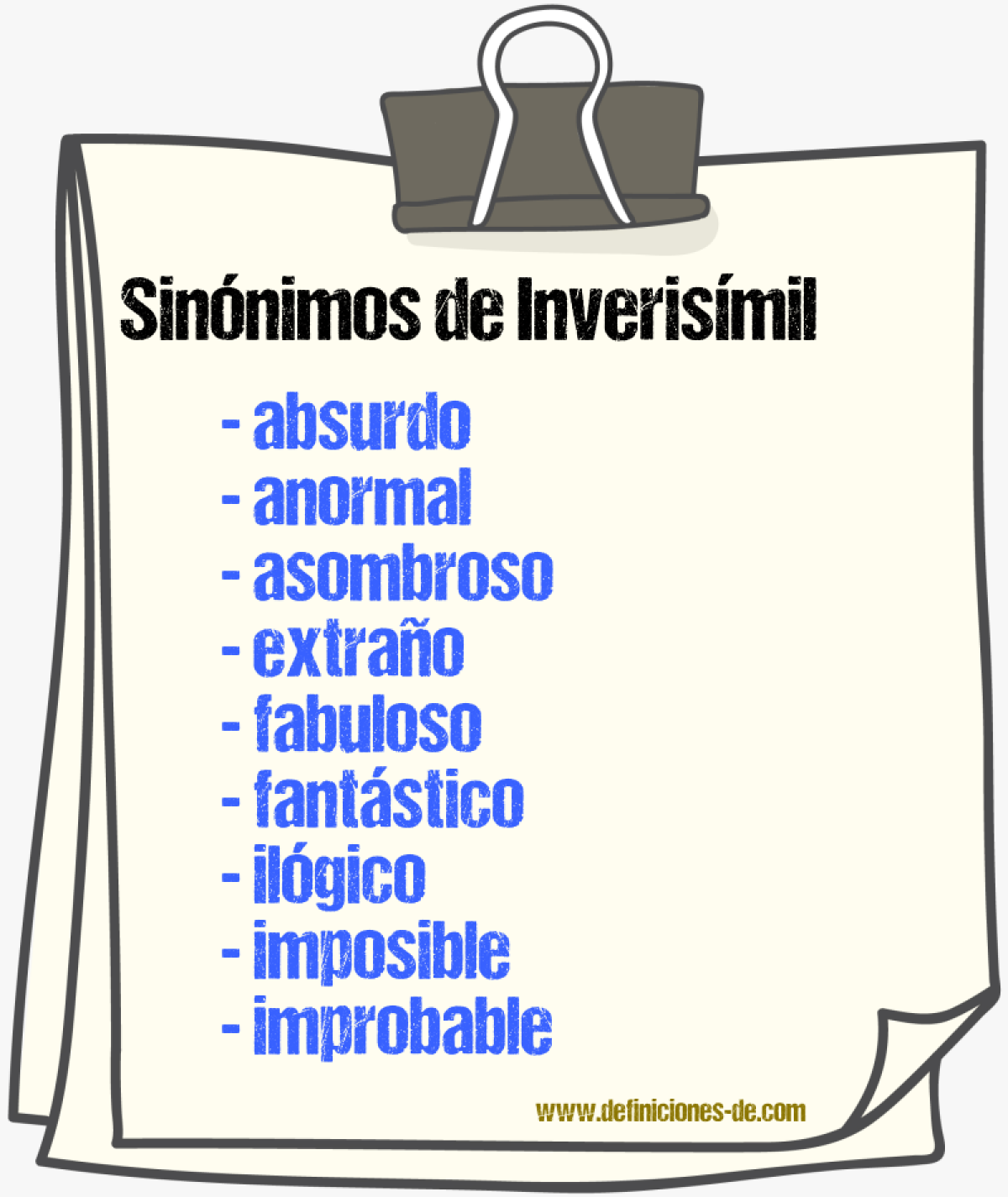 Sinnimos de inverismil