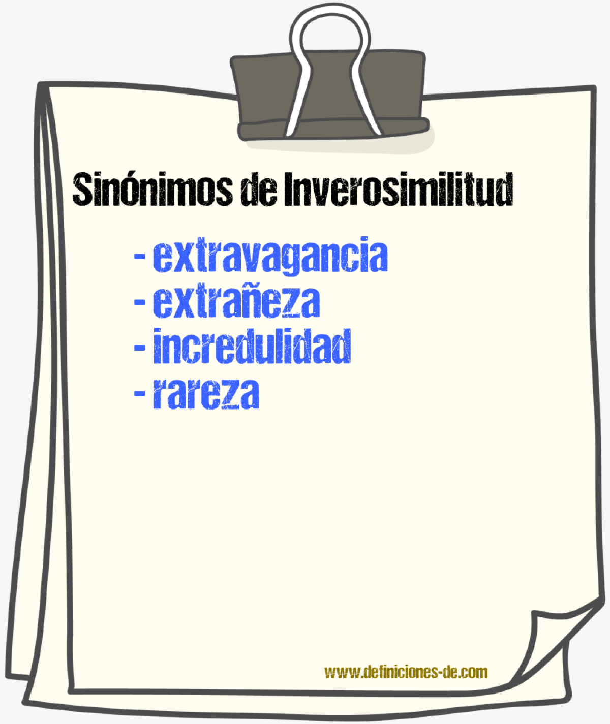 Sinnimos de inverosimilitud