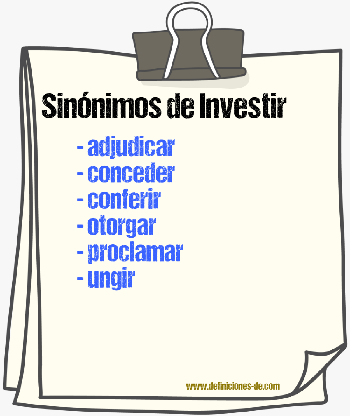 Sinónimos de investir