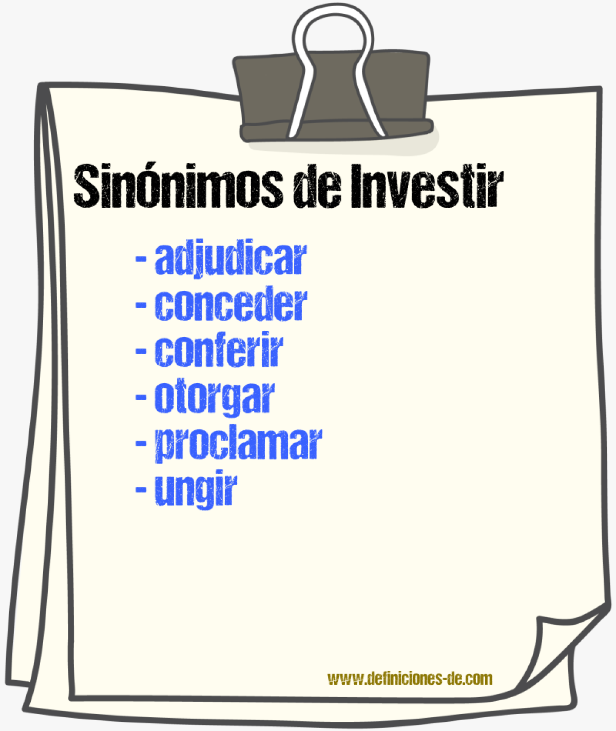 Sinnimos de investir