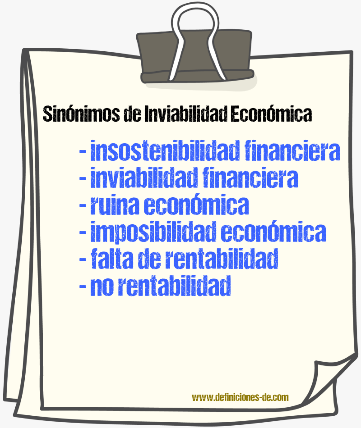 Sinónimos de inviabilidad económica