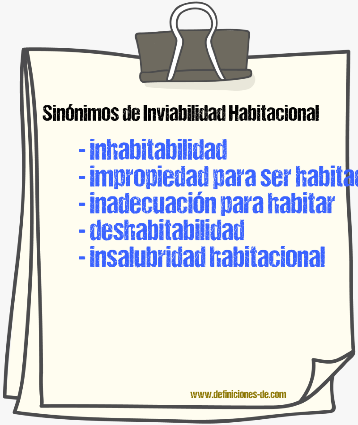 Sinónimos de inviabilidad habitacional