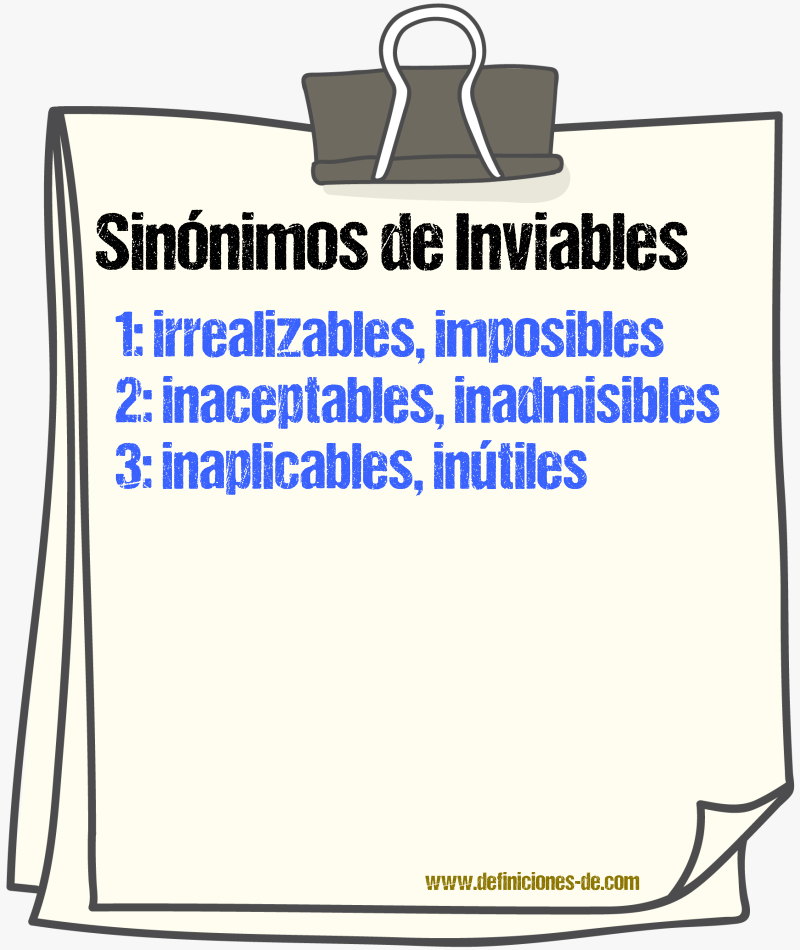 Sinónimos de inviables