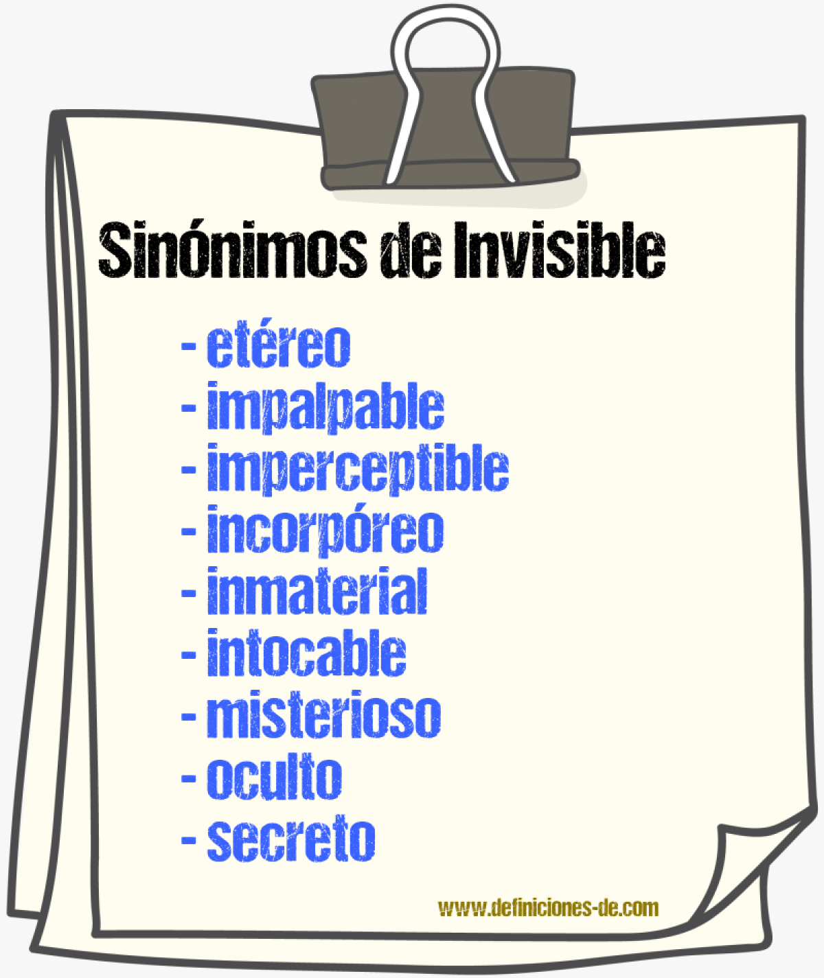 Sinnimos de invisible