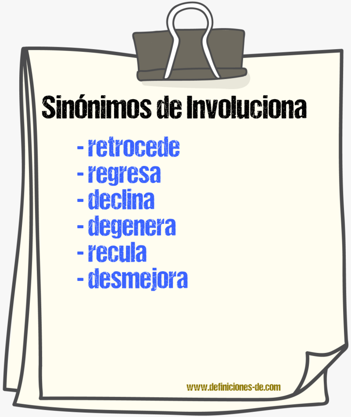 Sinónimos de involuciona