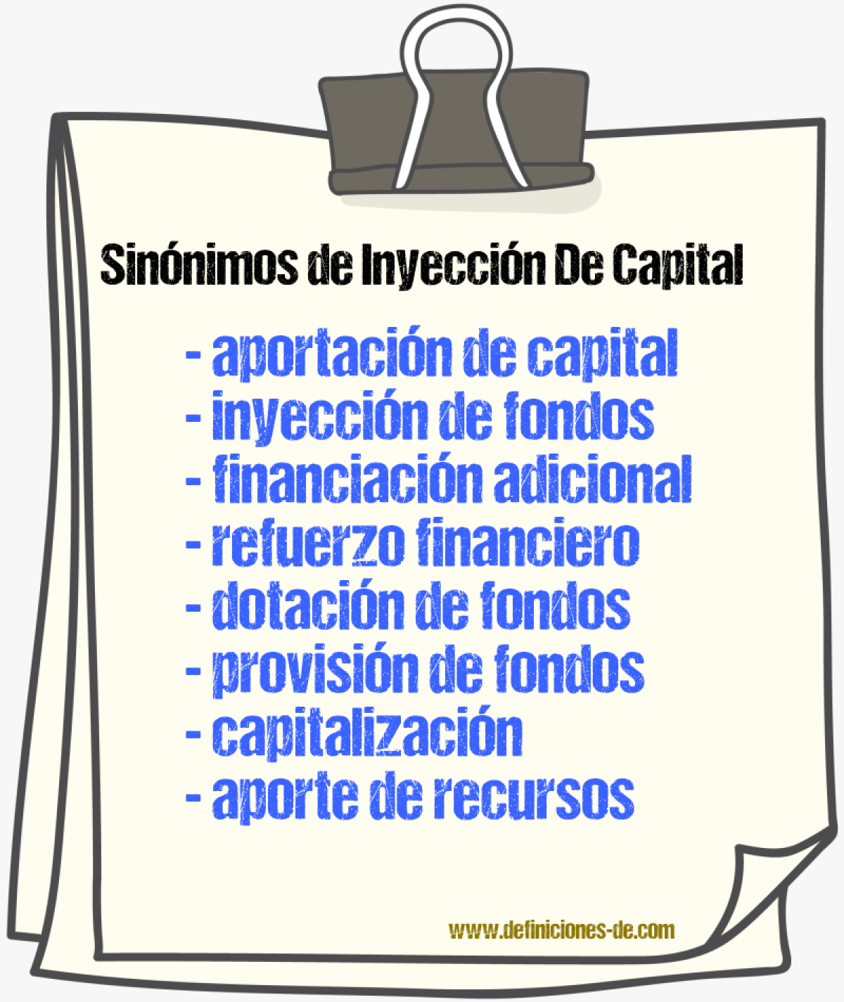 Sinónimos de inyección de capital