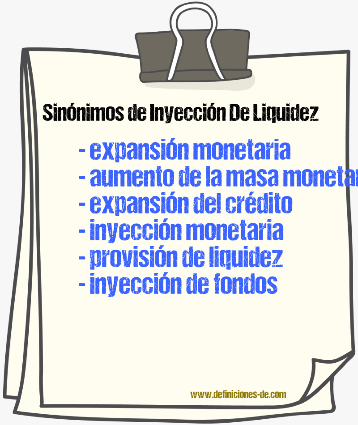 Sinónimos de inyección de liquidez