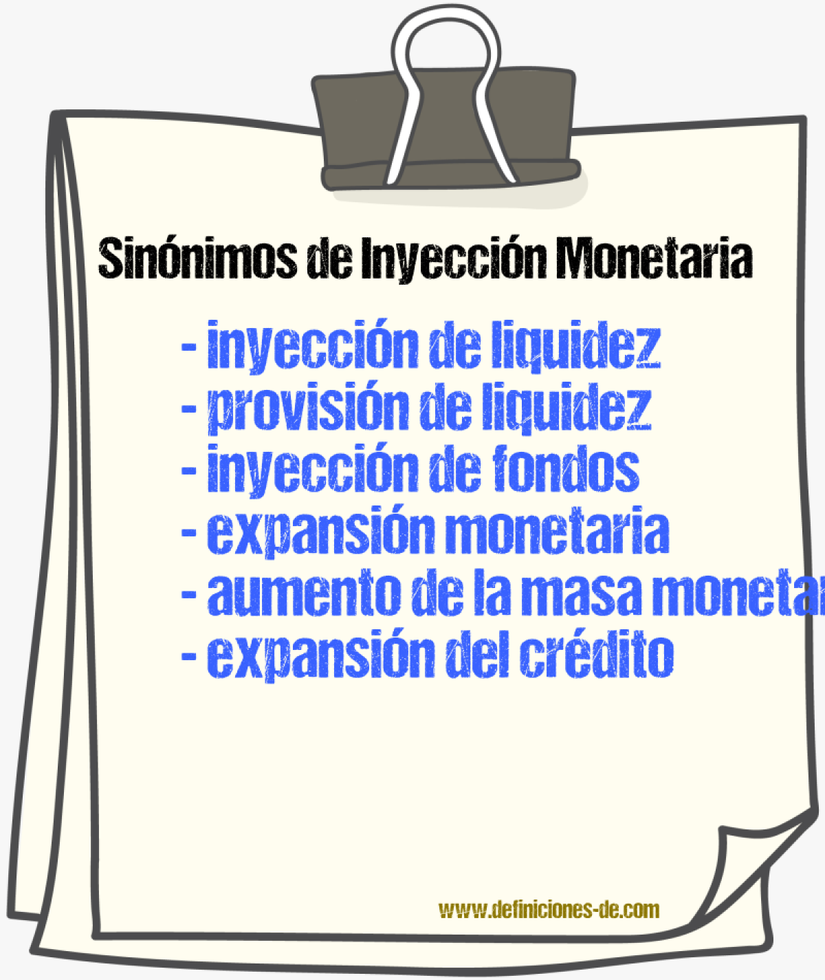 Sinónimos de inyección monetaria