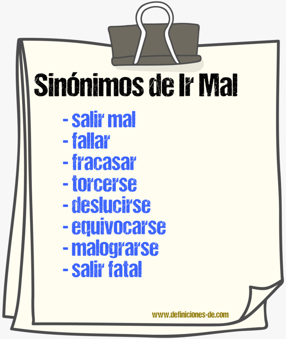 Sinónimos de ir mal