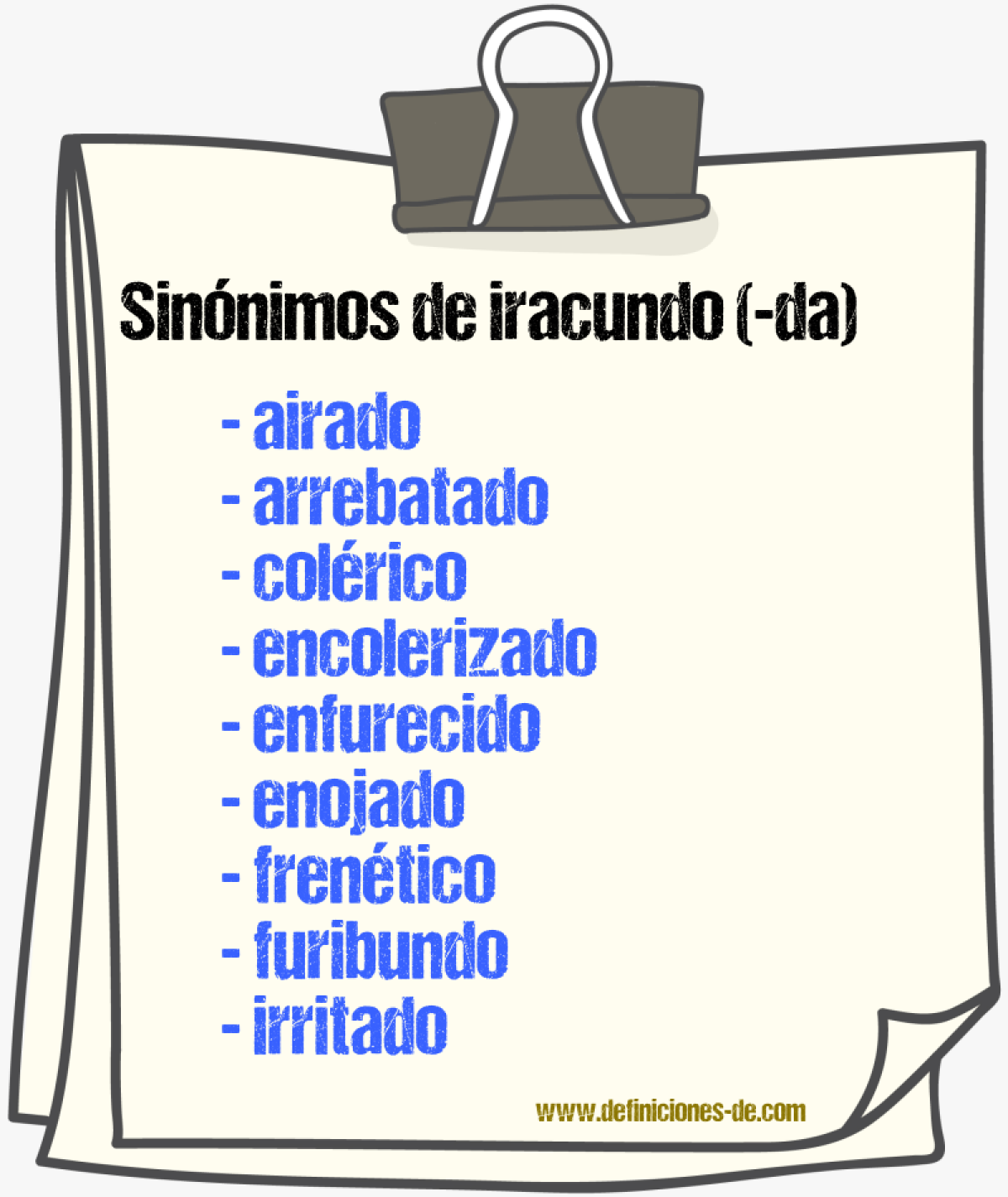 Sinnimos de iracundo