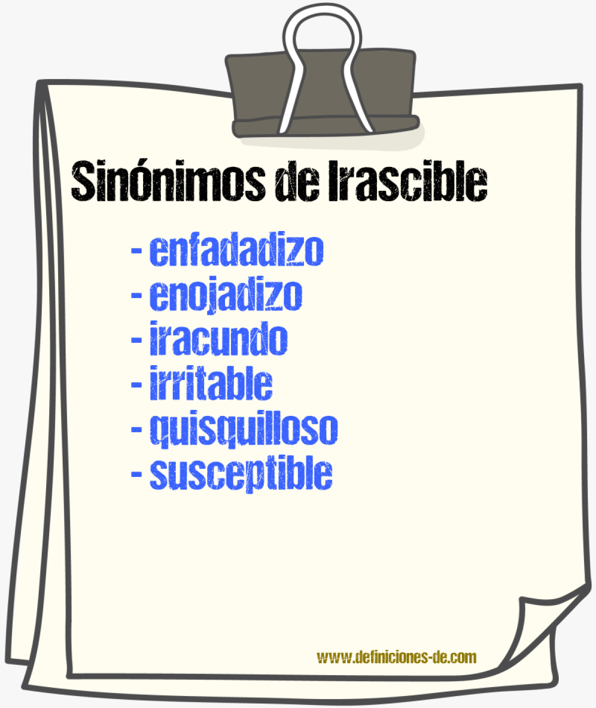 Sinnimos de irascible