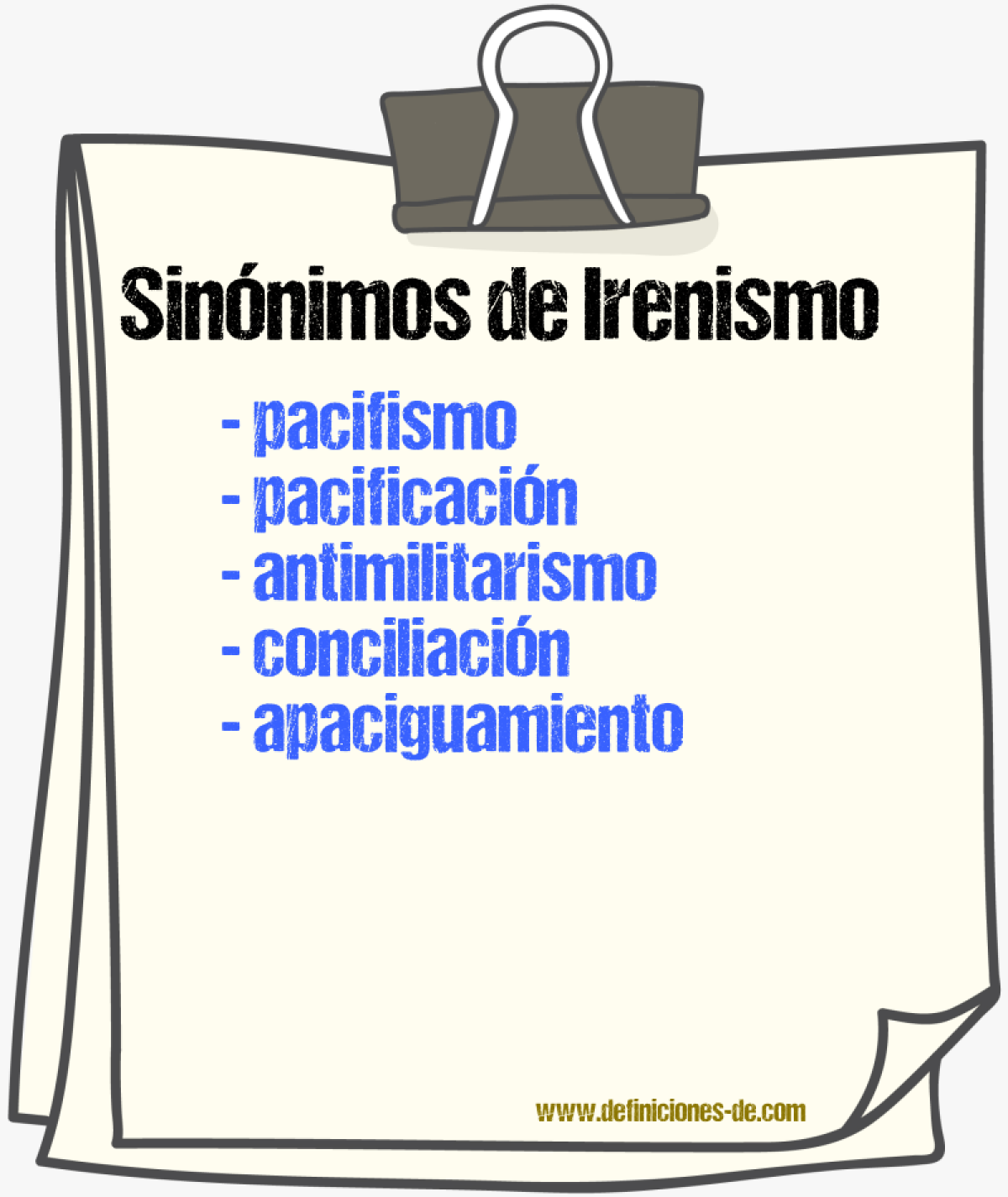 Sinónimos de irenismo