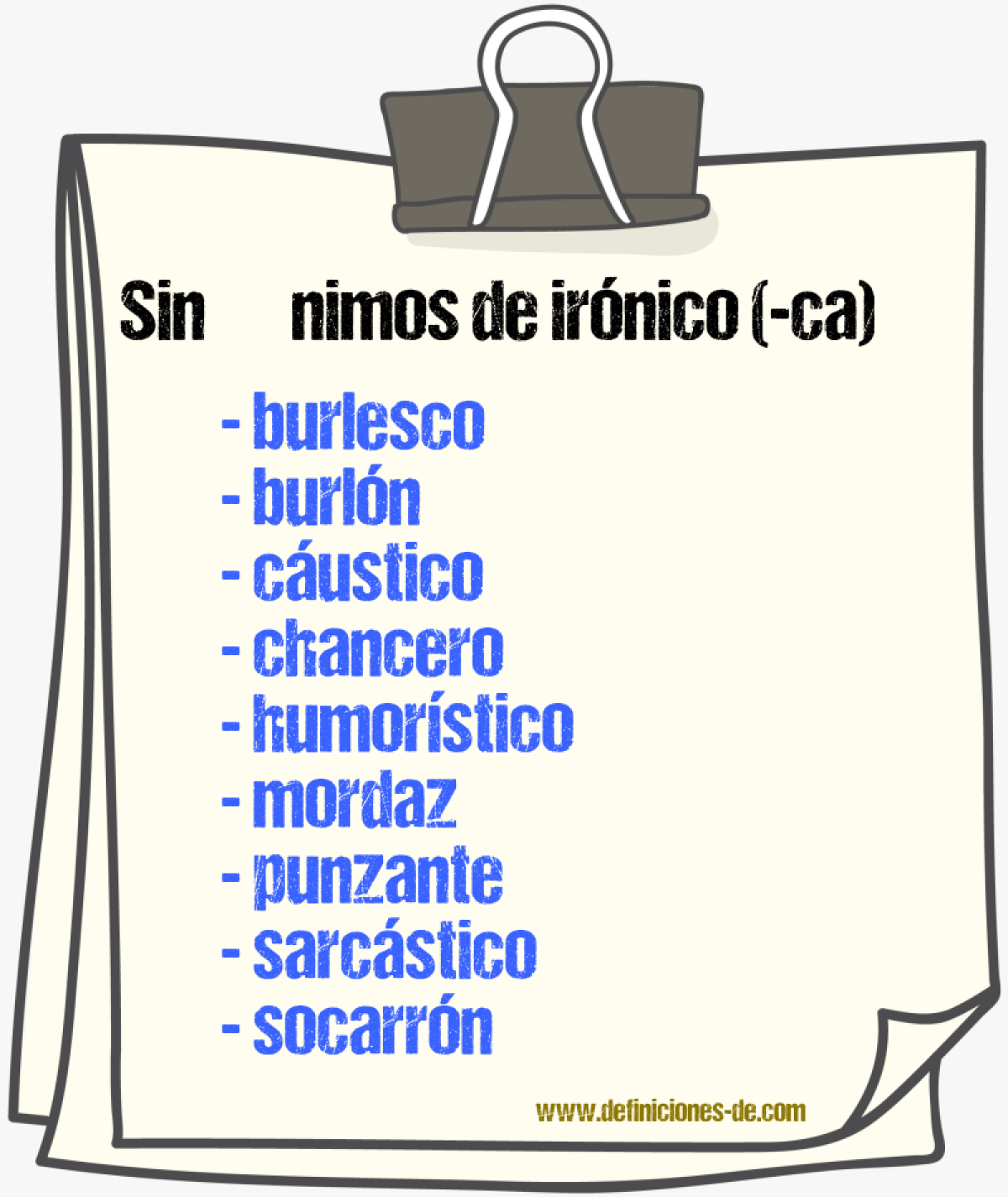 Sinnimos de irnico