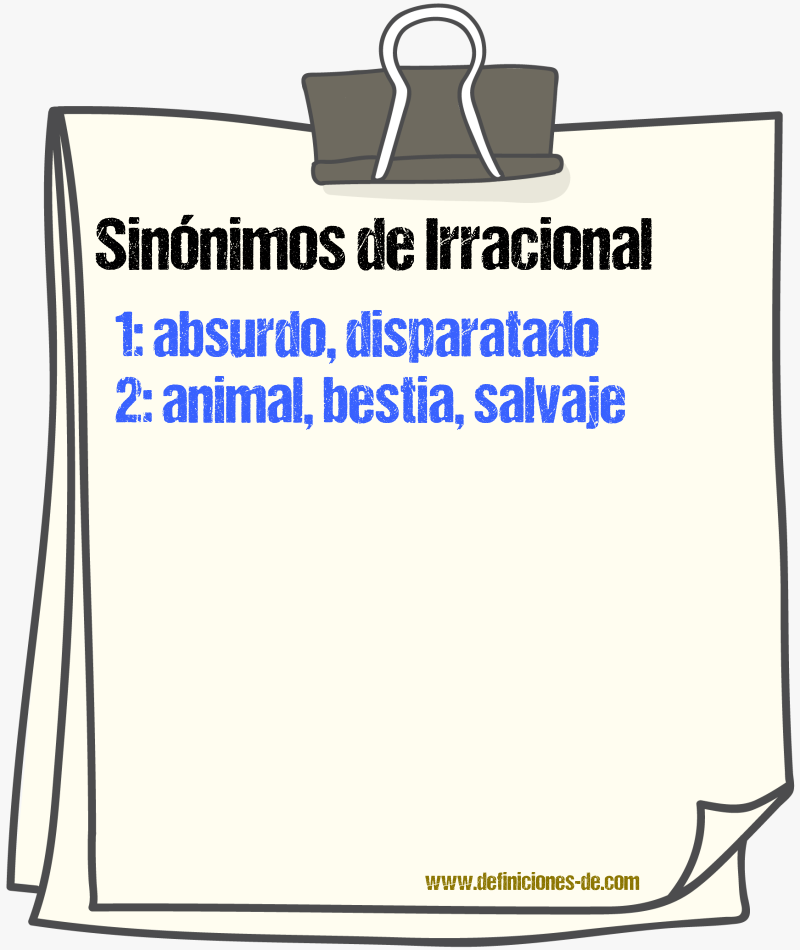 Sinnimos de irracional