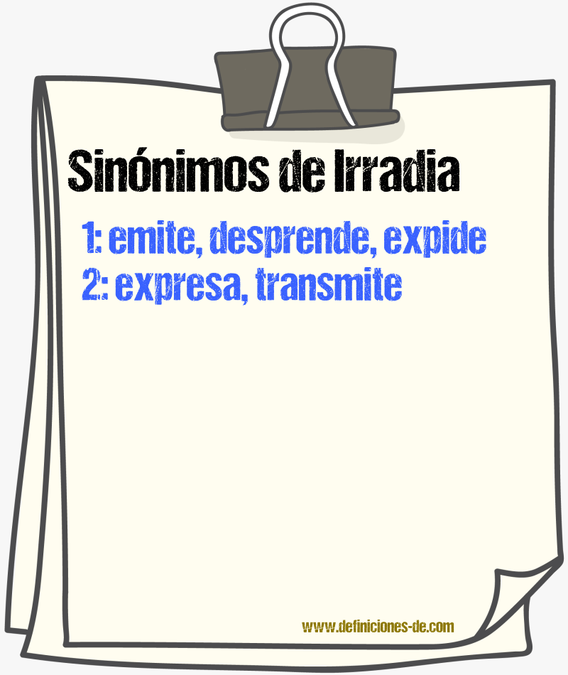 Sinónimos de irradia
