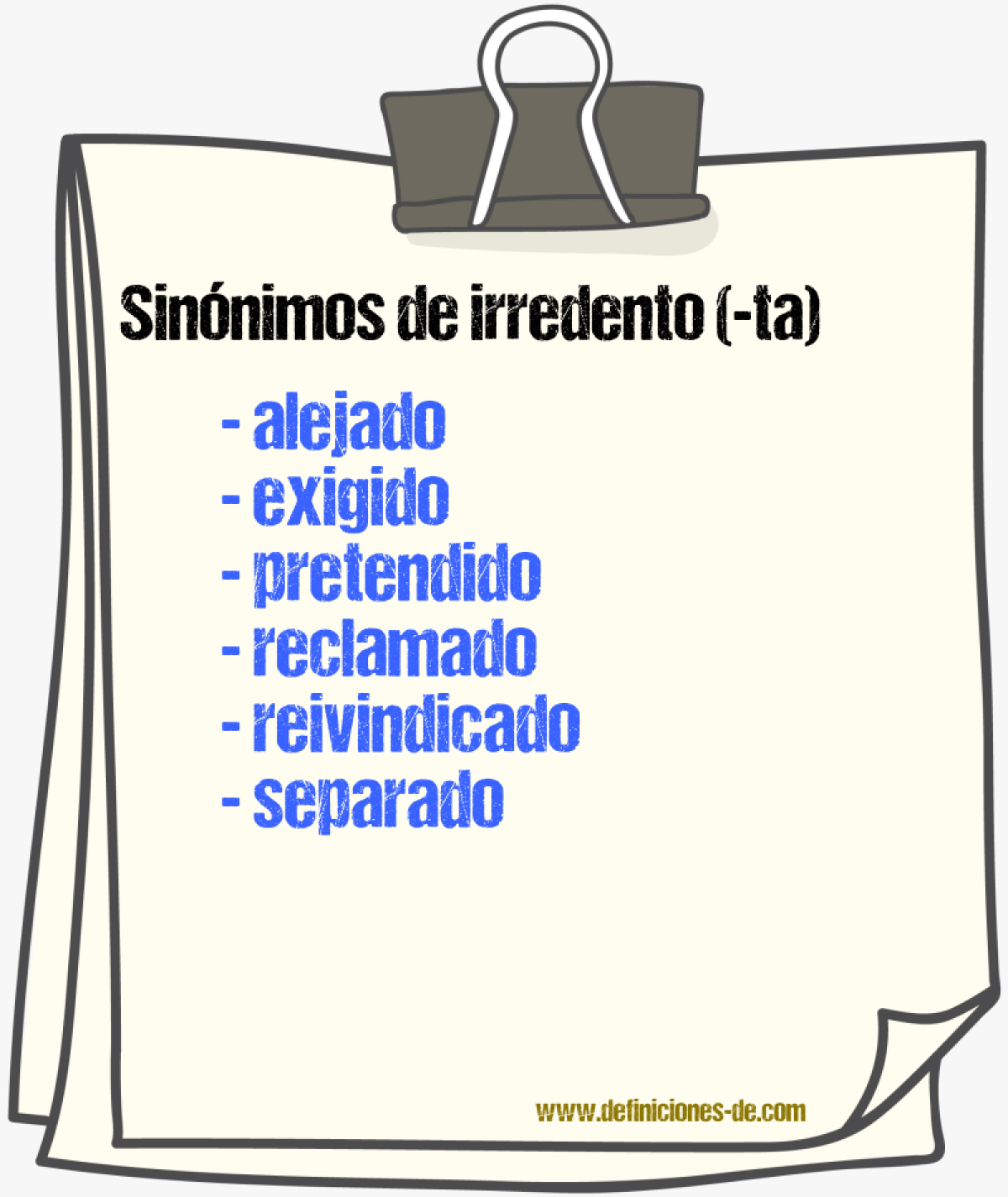 Sinnimos de irredento