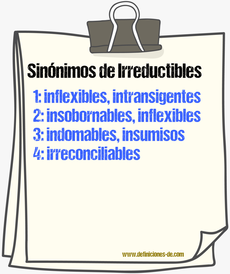 Sinónimos de irreductibles