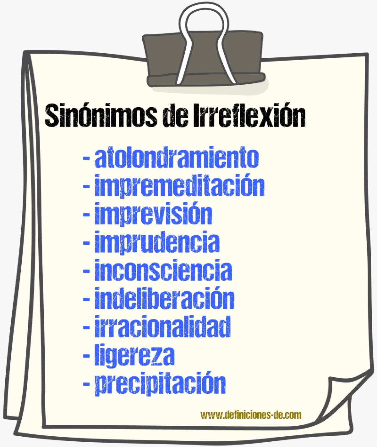 Sinnimos de irreflexin