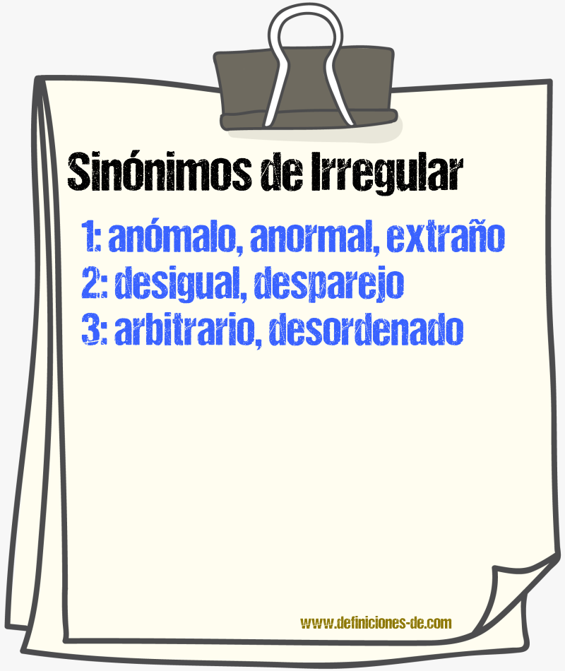 Sinnimos de irregular