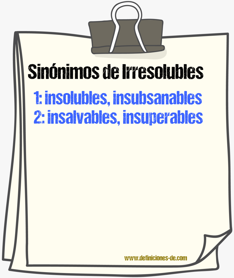 Sinónimos de irresolubles