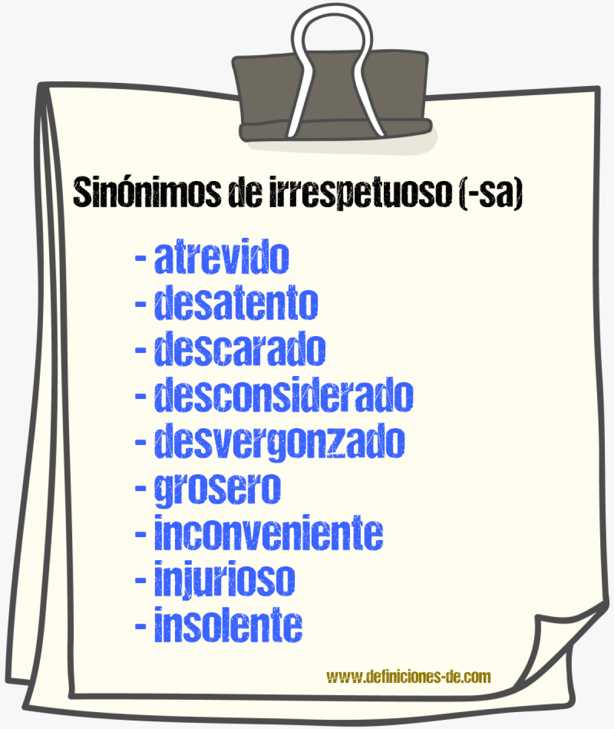 Sinnimos de irrespetuoso