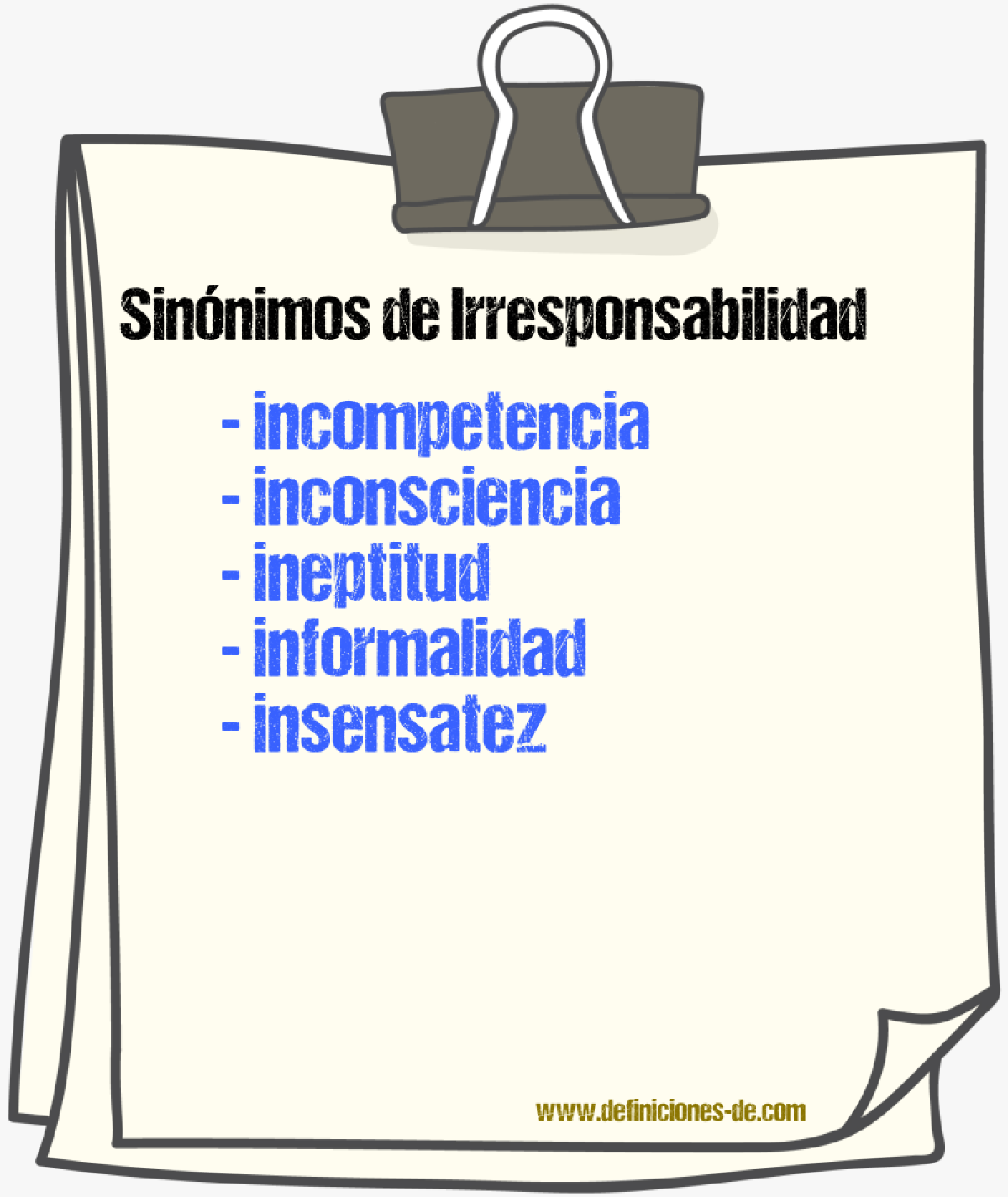 Sinnimos de irresponsabilidad