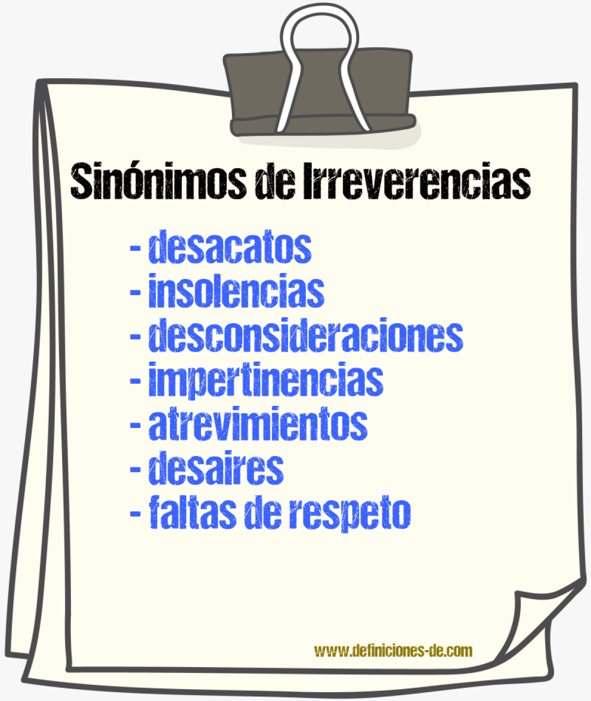 Sinónimos de irreverencias
