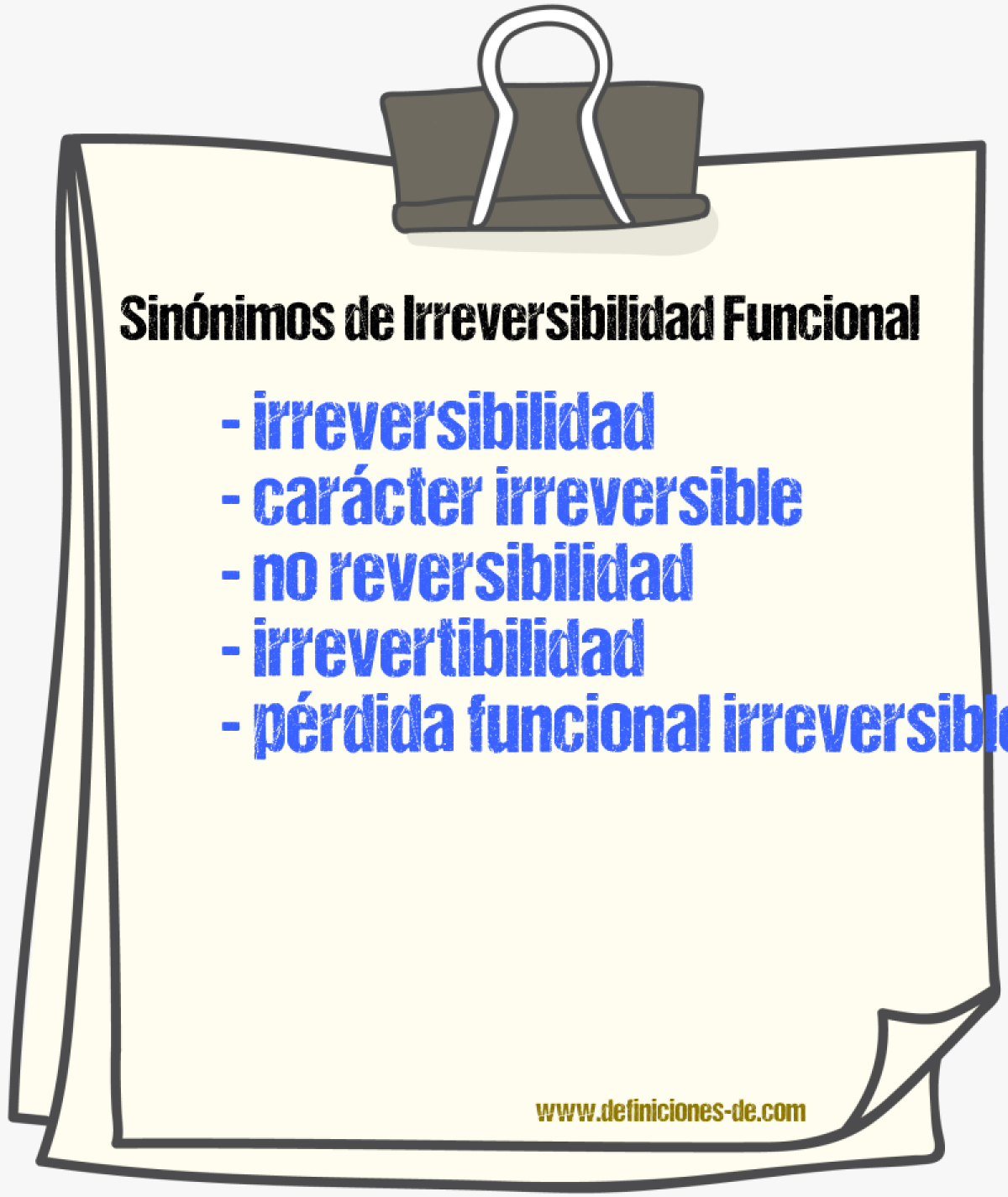 Sinónimos de irreversibilidad funcional