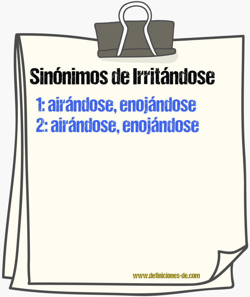 Sinónimos de irritándose