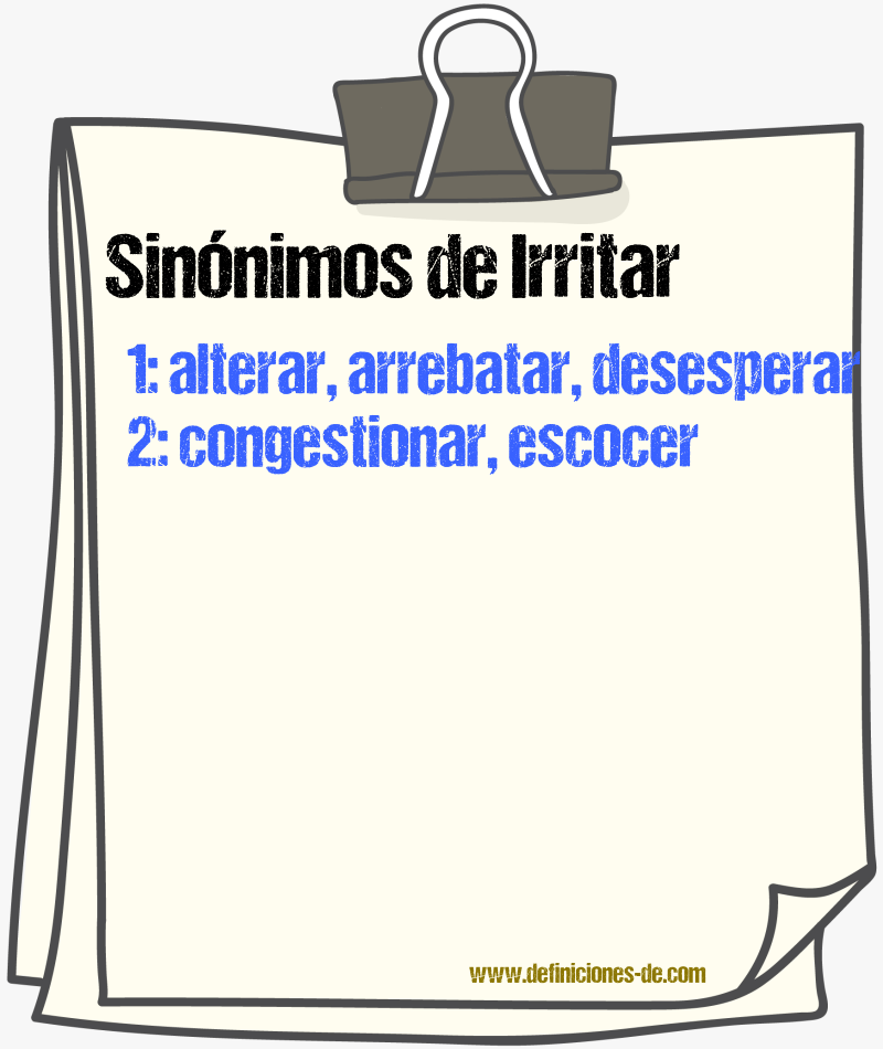 Sinnimos de irritar