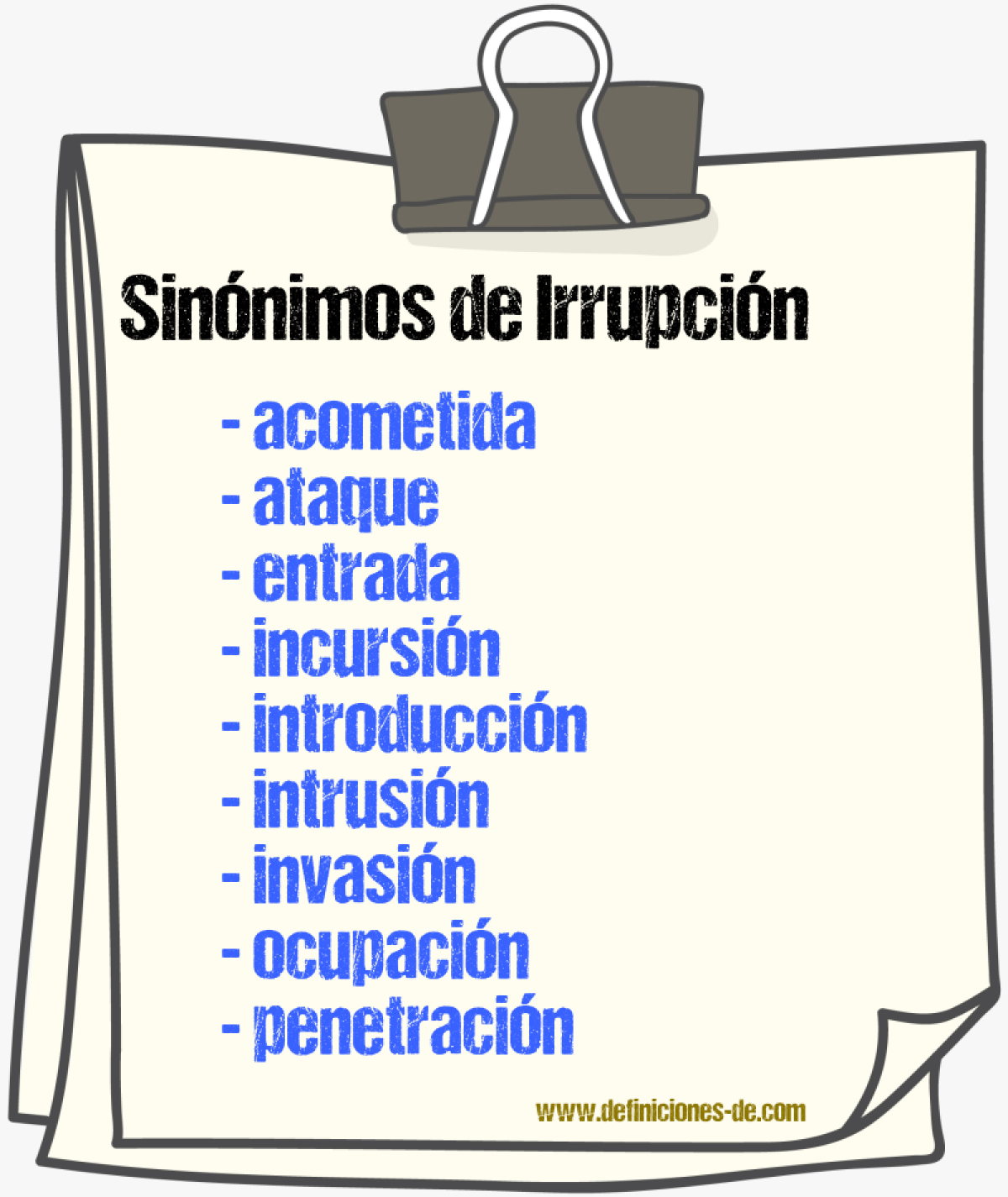 Sinnimos de irrupcin