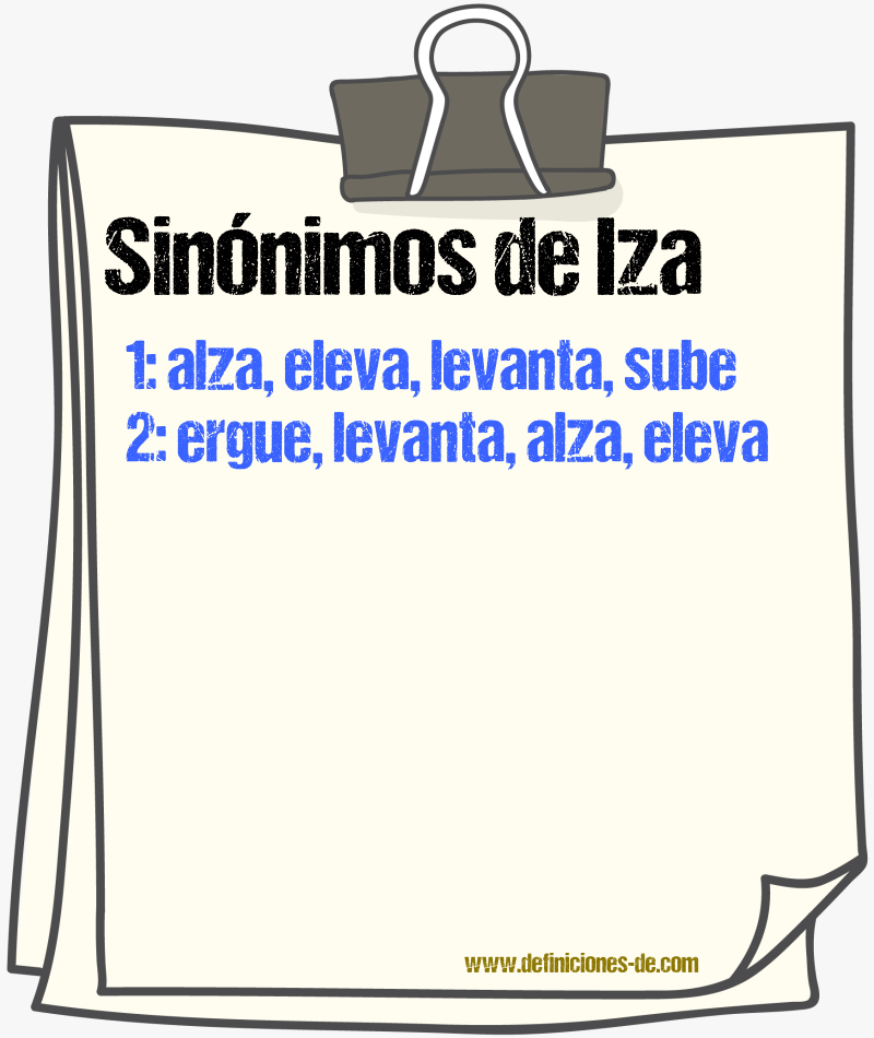 Sinónimos de iza