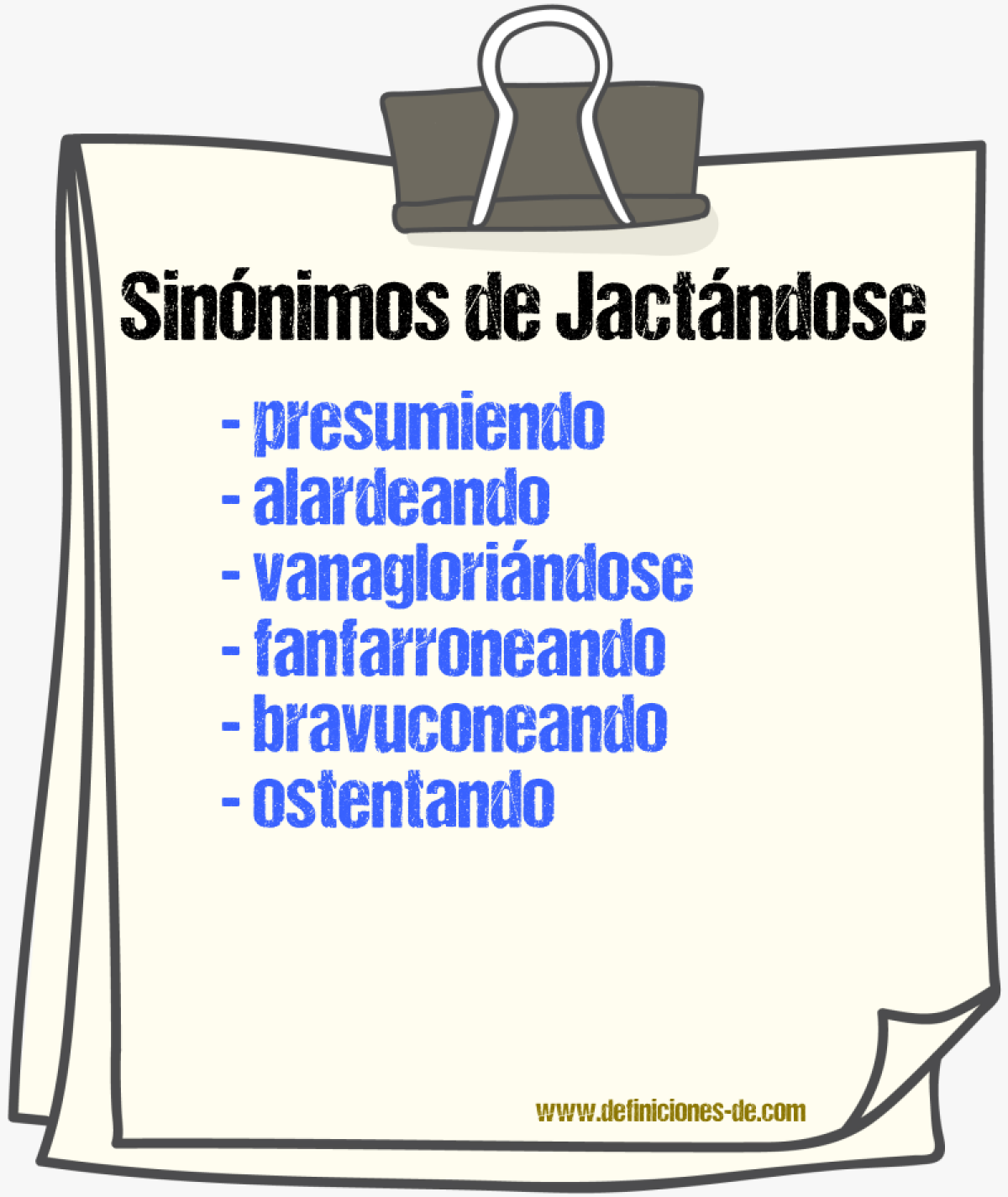 Sinónimos de jactándose