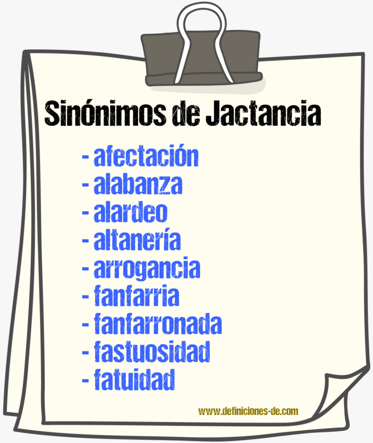 Sinnimos de jactancia