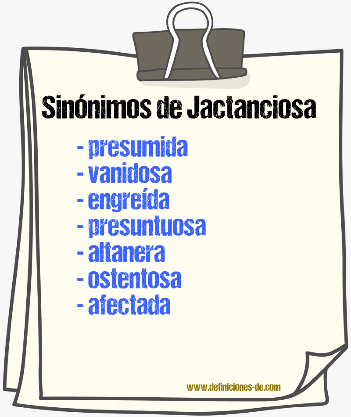 Sinónimos de jactanciosa