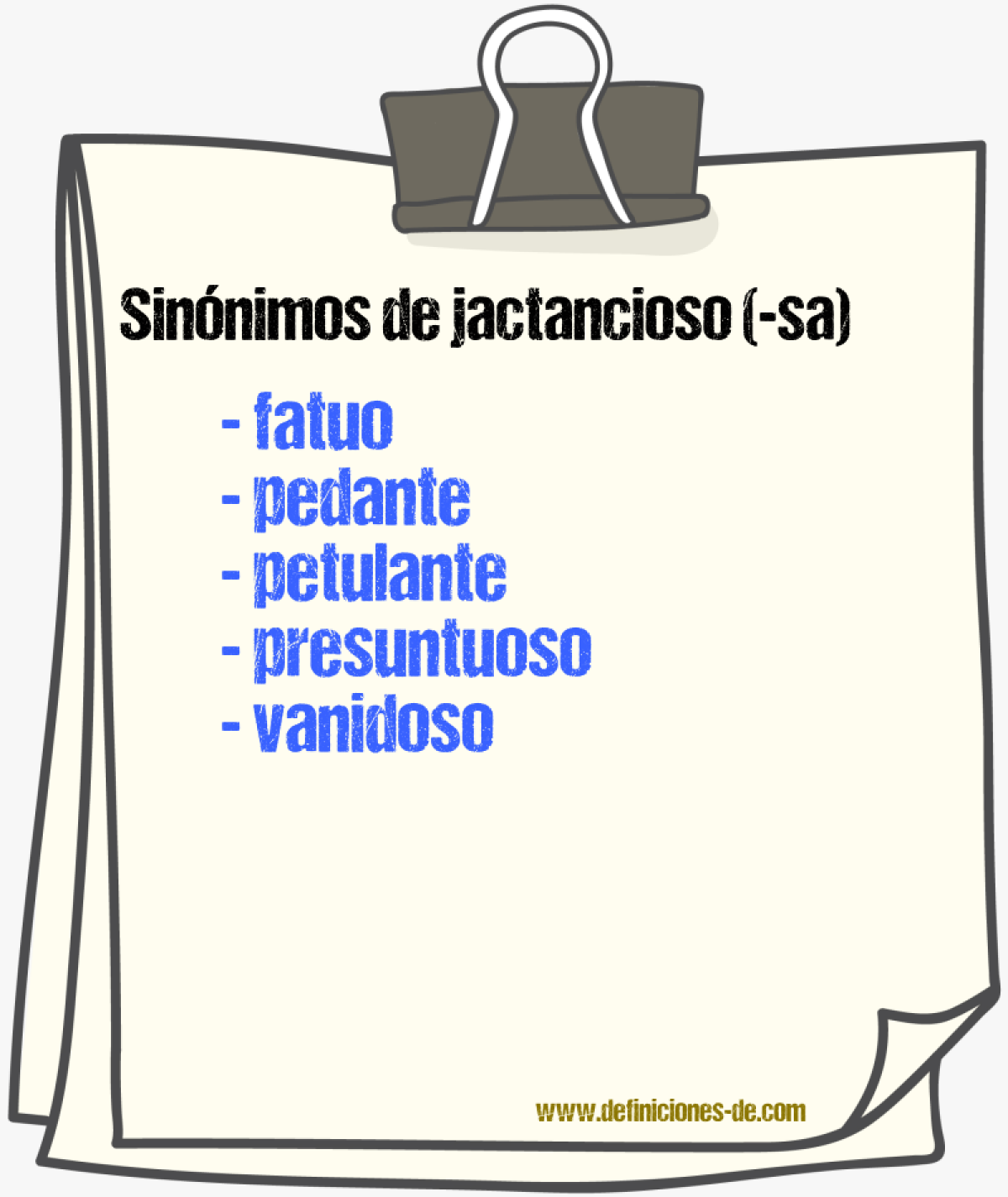 Sinnimos de jactancioso