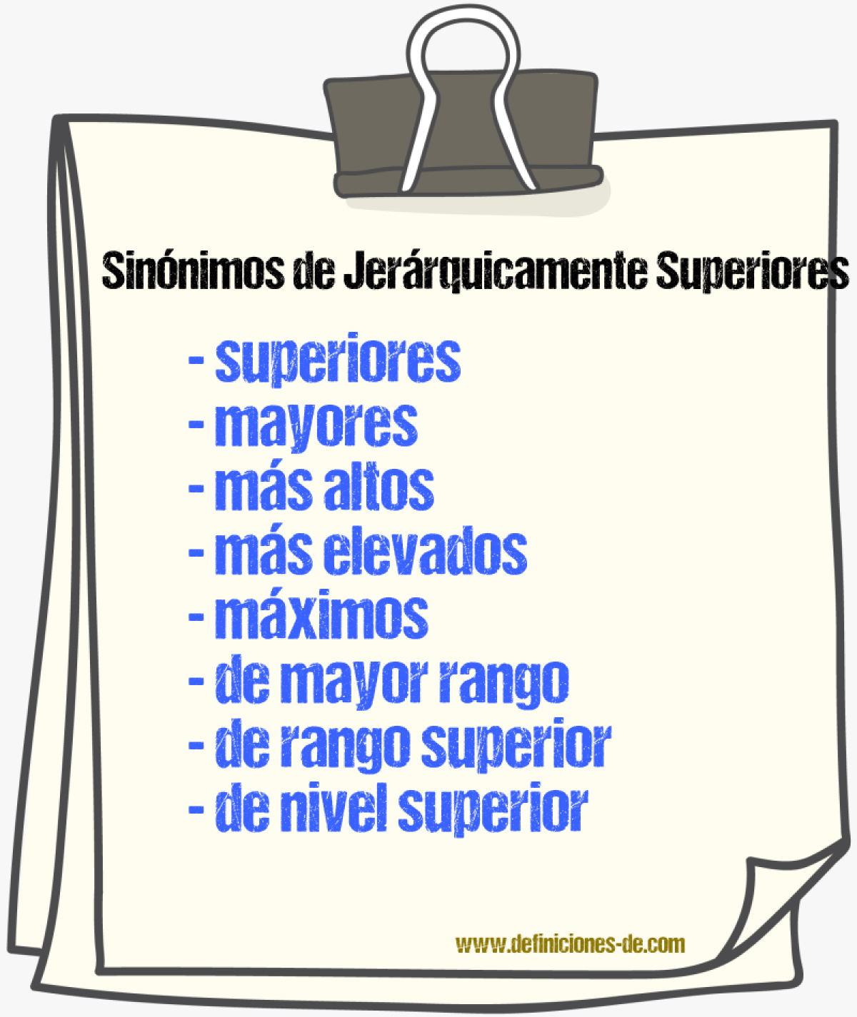 Sinónimos de jerárquicamente superiores